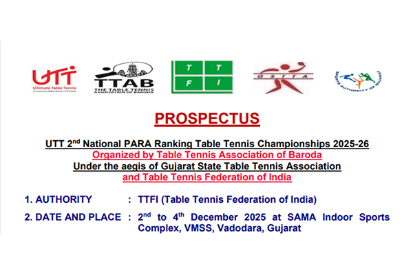 UTT 2 nd National PARA Ranking Table Tennis Championships 2025-26