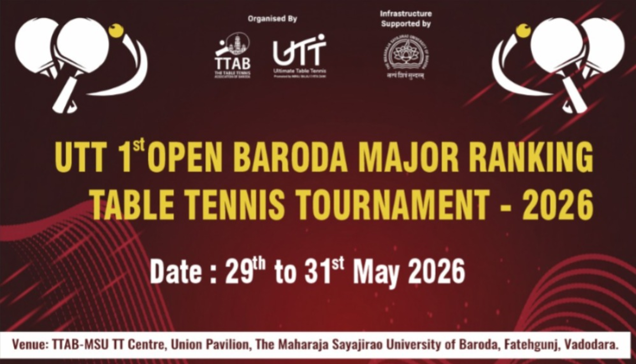 1st OPEN BARODA MAJOR RANKING TABLE TENNIS TOURNAMENT - 2026