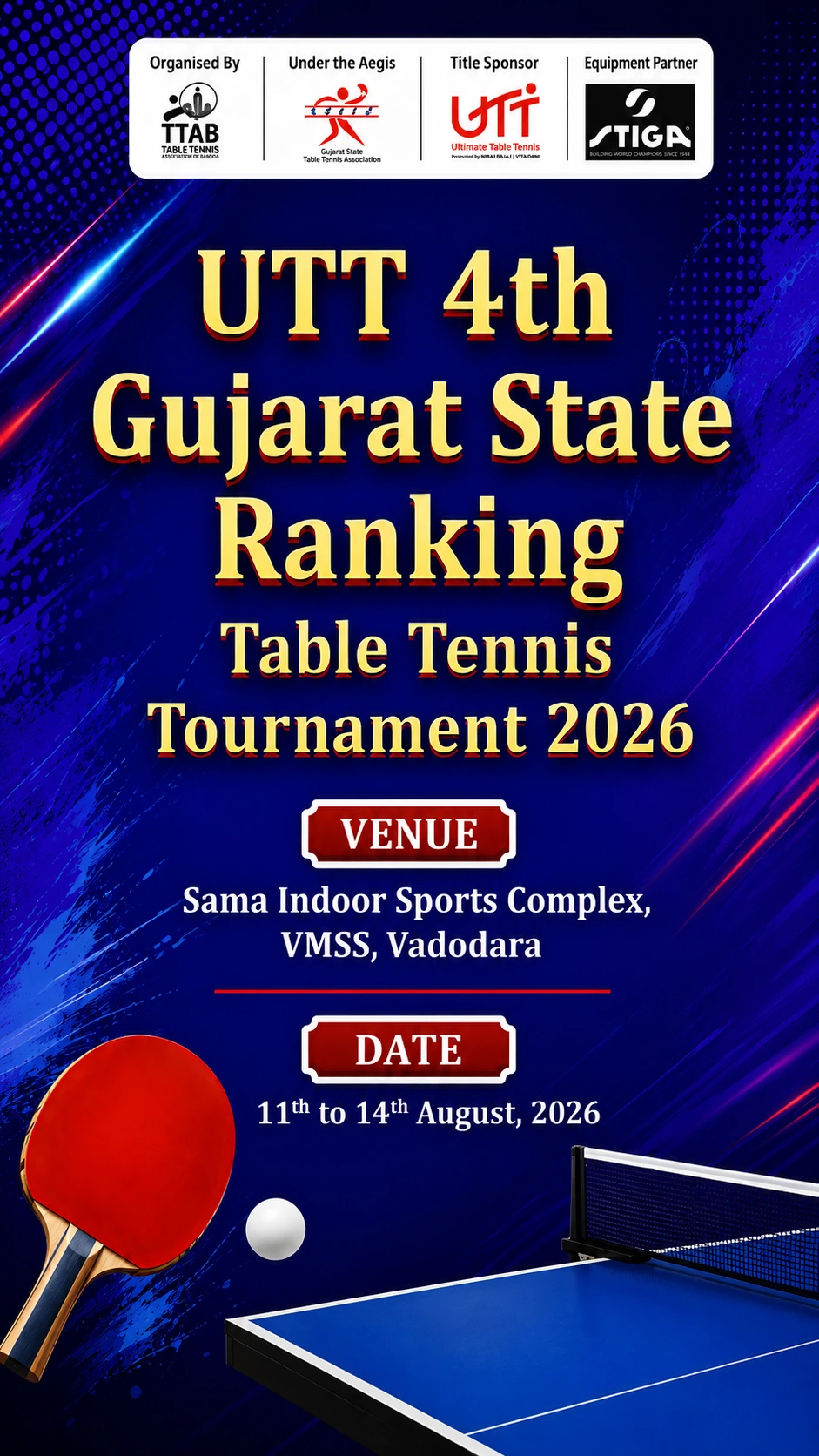 UTT 4TH GUJARAT STATE RANKING